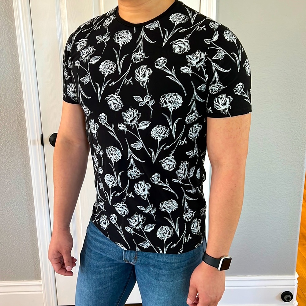 Express floral shirt, stretch cotton Medium